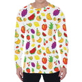 Pixel Fruits Pattern Print Men's Long Sleeve T-Shirt