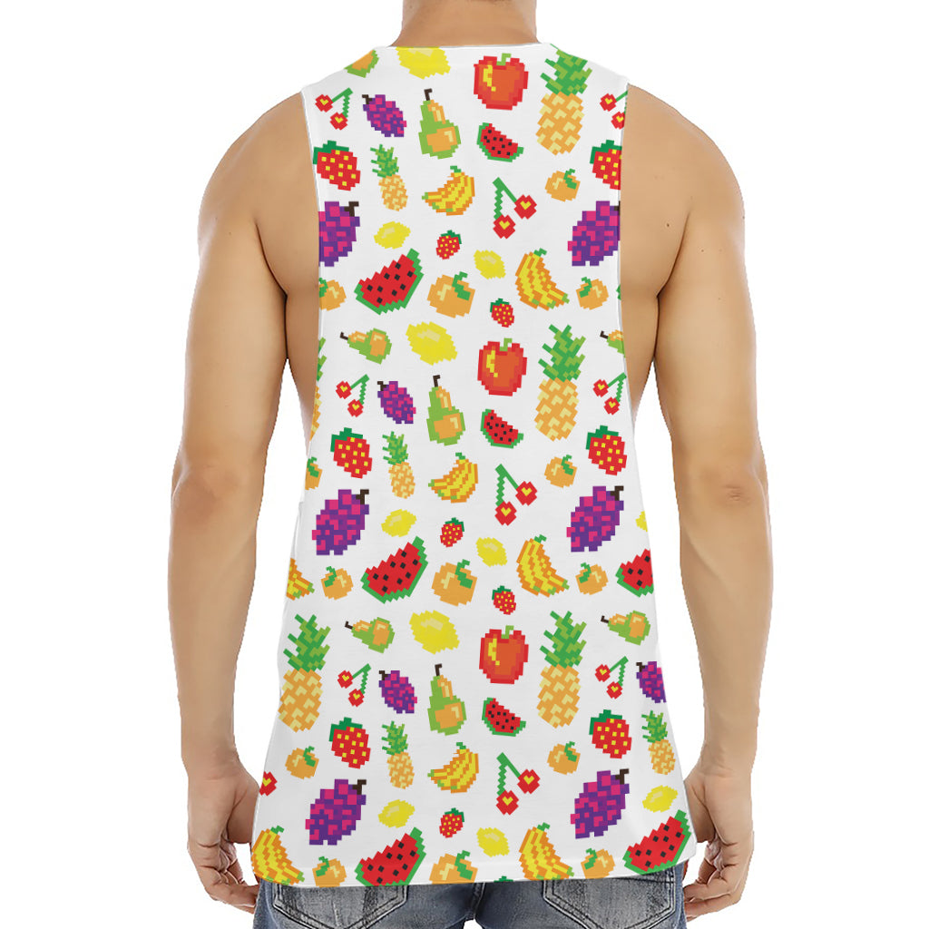 Pixel Fruits Pattern Print Men's Muscle Tank Top