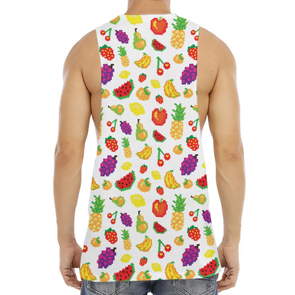Pixel Fruits Pattern Print Men's Muscle Tank Top