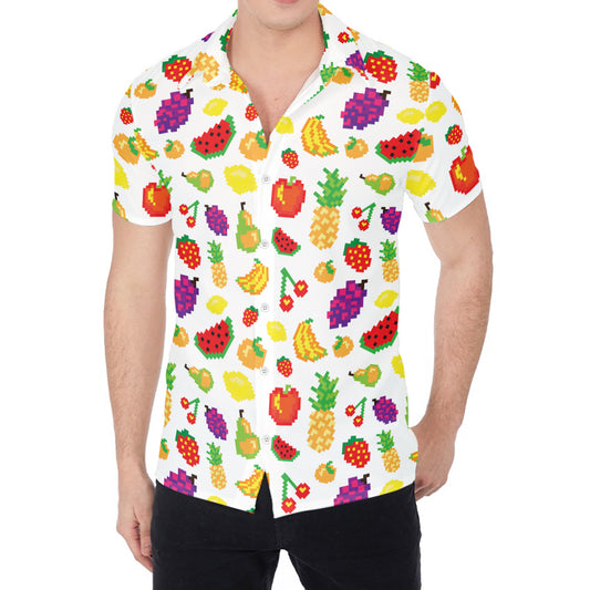 Pixel Fruits Pattern Print Men's Shirt