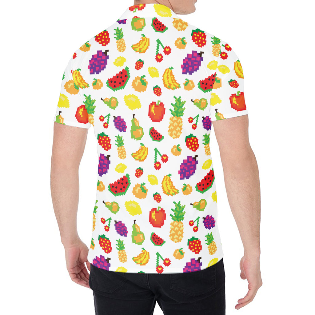 Pixel Fruits Pattern Print Men's Shirt