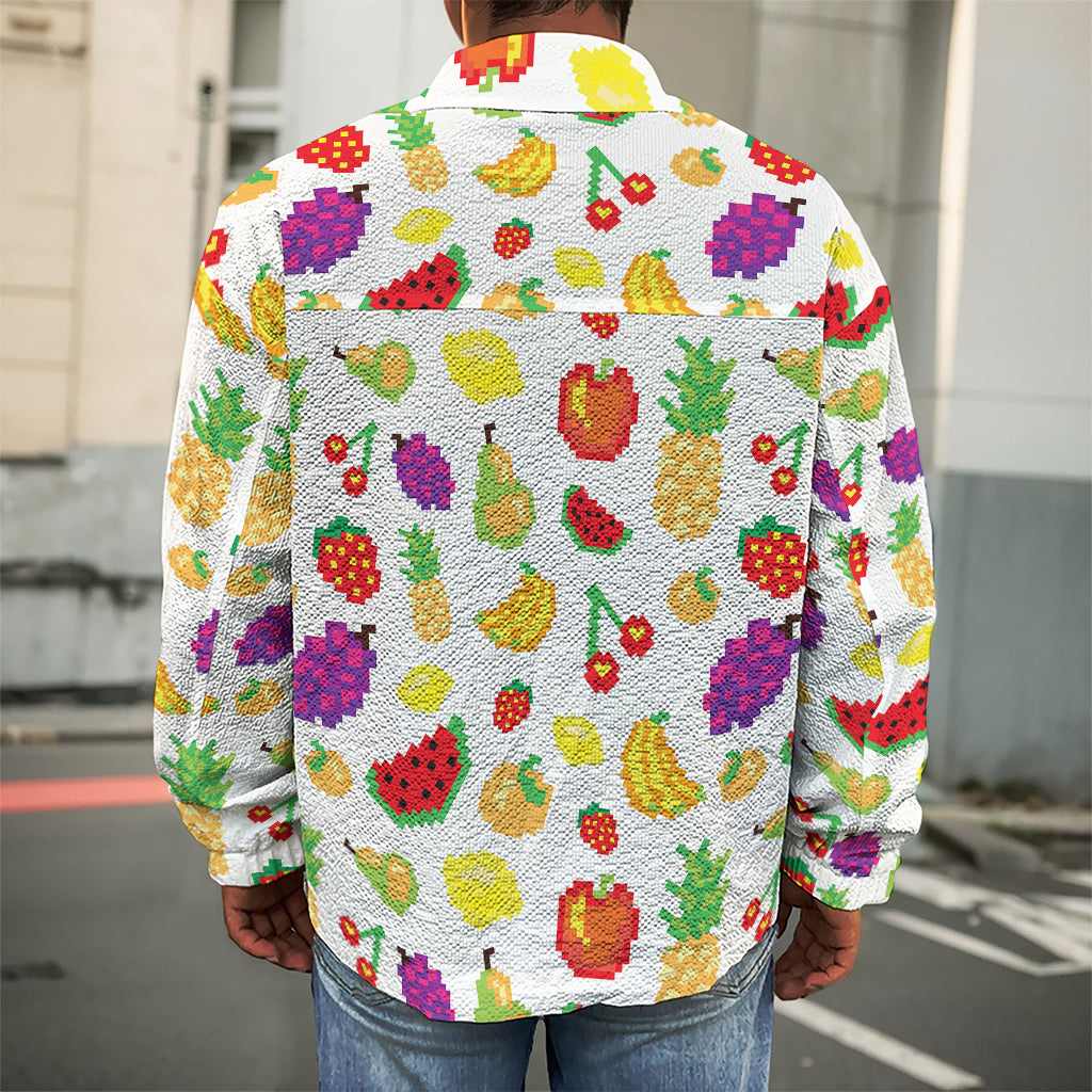 Pixel Fruits Pattern Print Men's Shirt Jacket