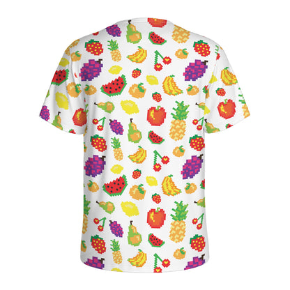Pixel Fruits Pattern Print Men's Sports T-Shirt