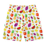 Pixel Fruits Pattern Print Men's Swim Trunks
