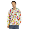 Pixel Fruits Pattern Print Men's Velvet Pullover Hoodie
