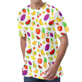 Pixel Fruits Pattern Print Men's Velvet T-Shirt