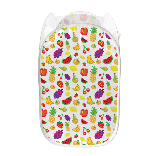 Pixel Fruits Pattern Print Mesh Laundry Hamper
