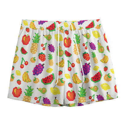 Pixel Fruits Pattern Print Mesh Shorts