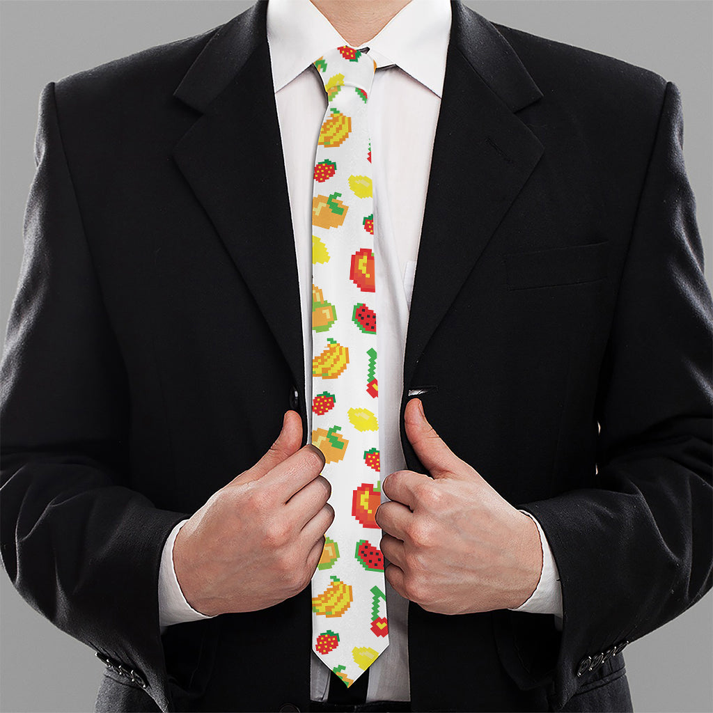 Pixel Fruits Pattern Print Necktie