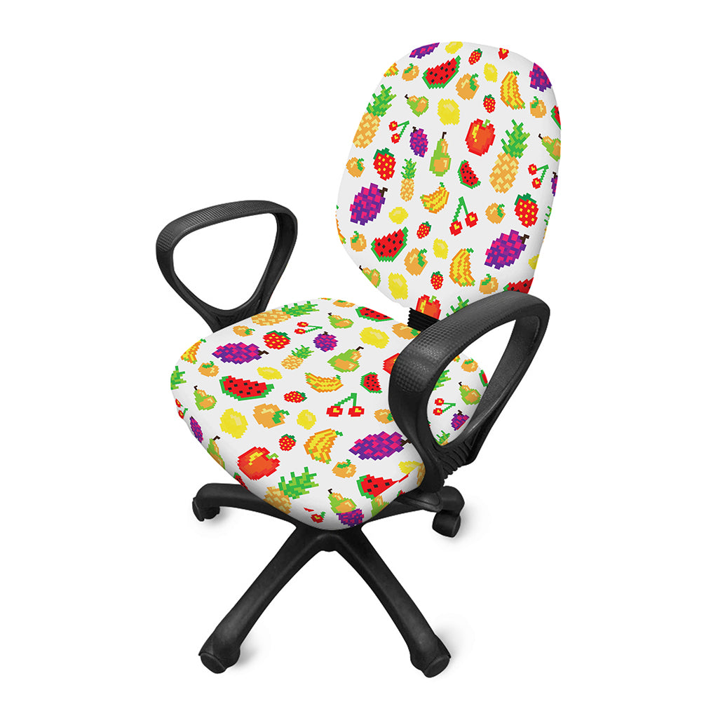 Pixel Fruits Pattern Print Office Chair Cover