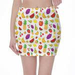 Pixel Fruits Pattern Print Pencil Mini Skirt