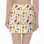 Pixel Fruits Pattern Print Pencil Mini Skirt