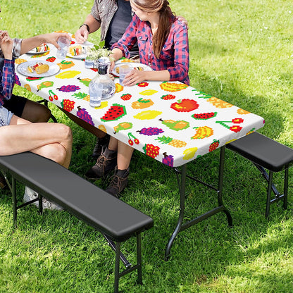 Pixel Fruits Pattern Print Picnic Table Cover