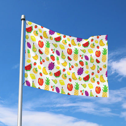 Pixel Fruits Pattern Print Polyester Flag