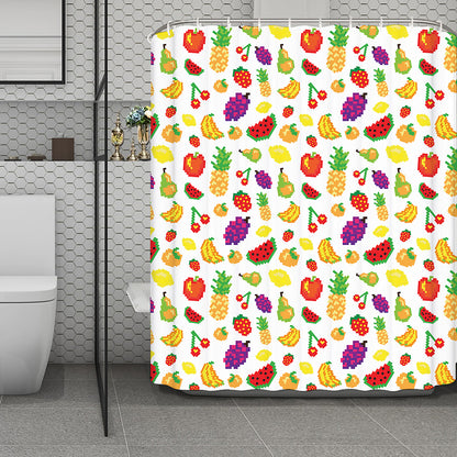 Pixel Fruits Pattern Print Polyester Shower Curtain