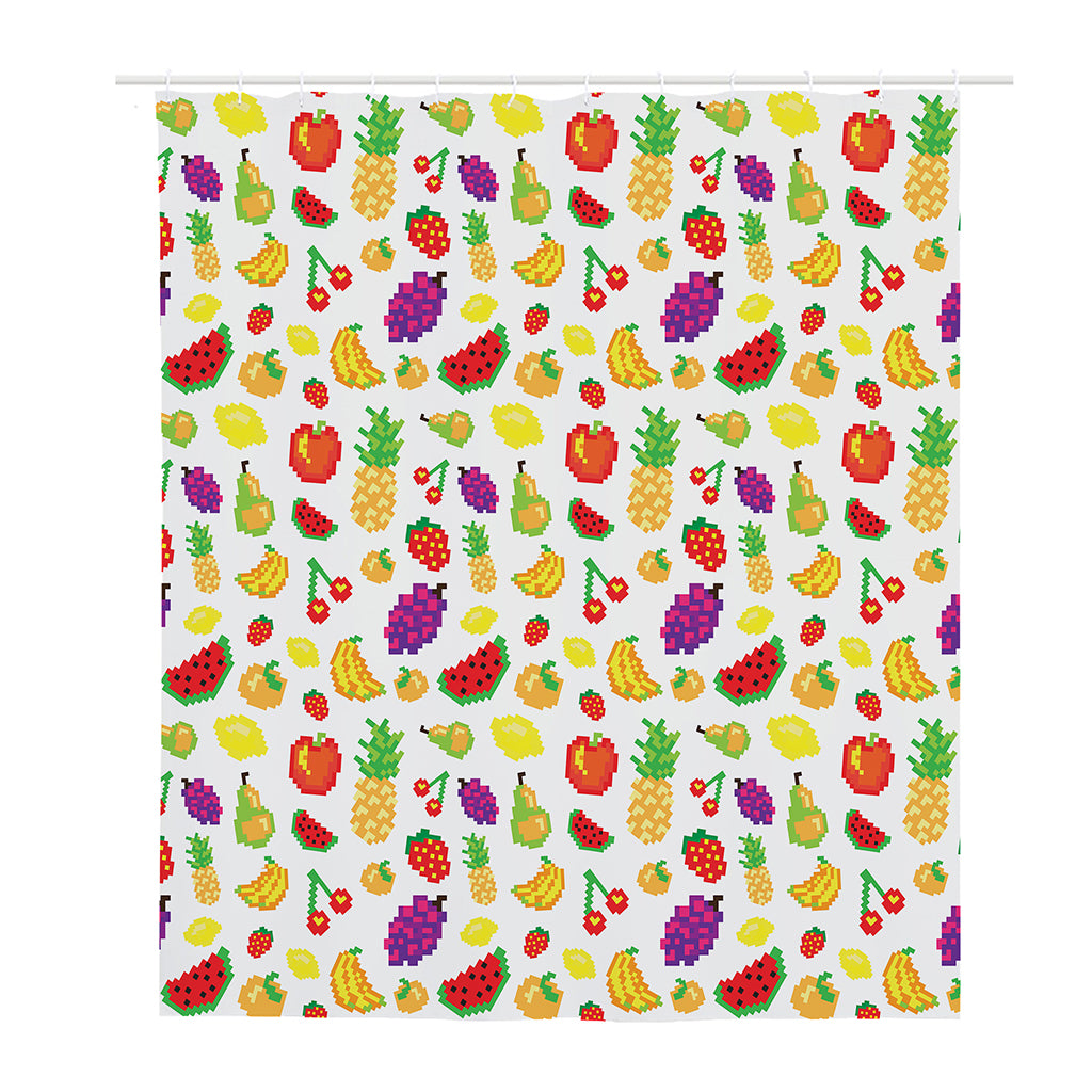 Pixel Fruits Pattern Print Polyester Shower Curtain