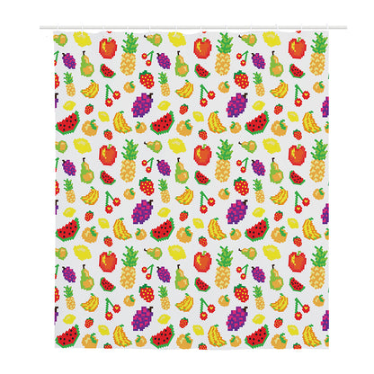 Pixel Fruits Pattern Print Polyester Shower Curtain
