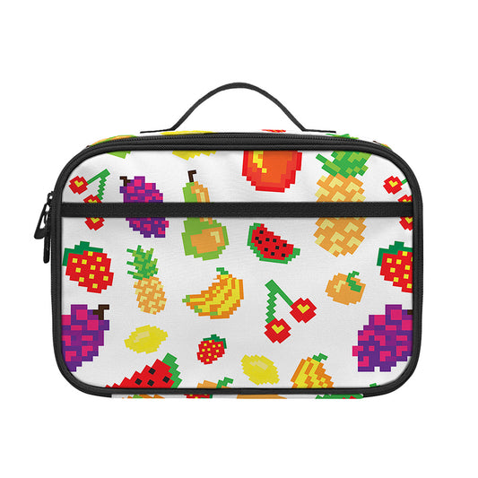 Pixel Fruits Pattern Print Portable Lunch Bag