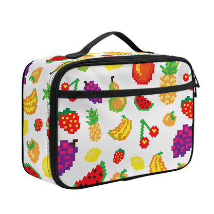 Pixel Fruits Pattern Print Portable Lunch Bag