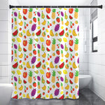 Pixel Fruits Pattern Print Premium Shower Curtain