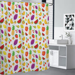 Pixel Fruits Pattern Print Premium Shower Curtain