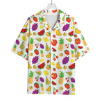 Pixel Fruits Pattern Print Rayon Hawaiian Shirt