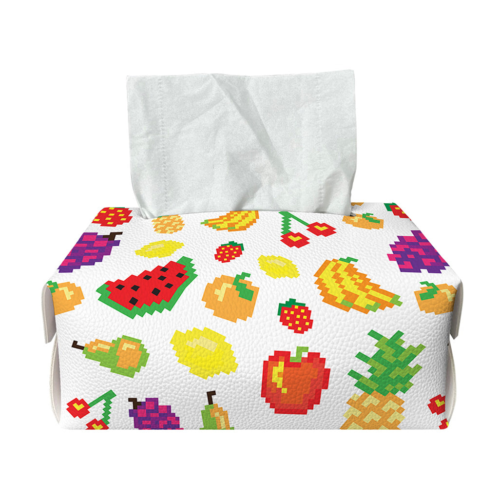 Pixel Fruits Pattern Print Rectangle Tissue Box Cover