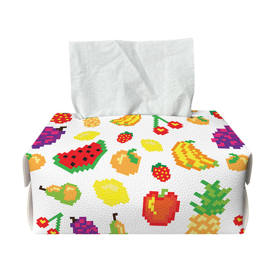 Pixel Fruits Pattern Print Rectangle Tissue Box Cover