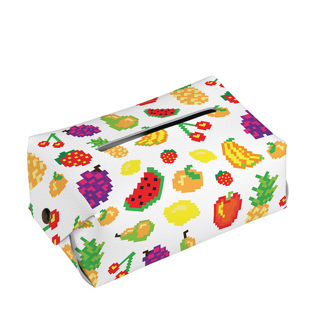 Pixel Fruits Pattern Print Rectangle Tissue Box Cover