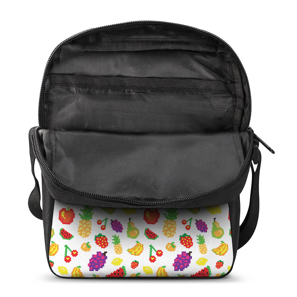 Pixel Fruits Pattern Print Rectangular Crossbody Bag