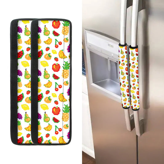 Pixel Fruits Pattern Print Refrigerator Handle Covers