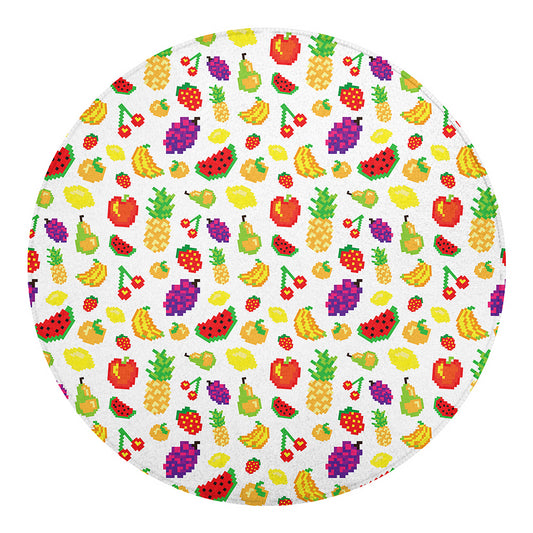 Pixel Fruits Pattern Print Round Blanket