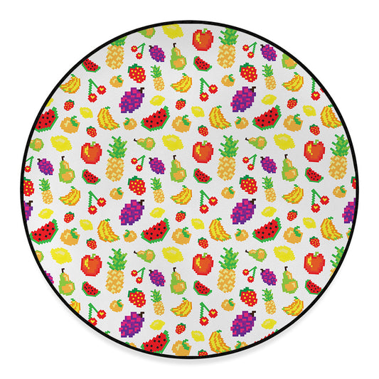 Pixel Fruits Pattern Print Round Floor Mat