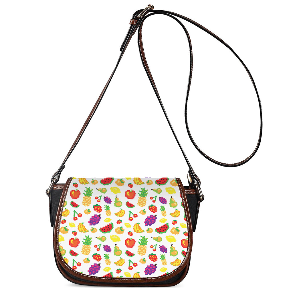 Pixel Fruits Pattern Print Saddle Bag
