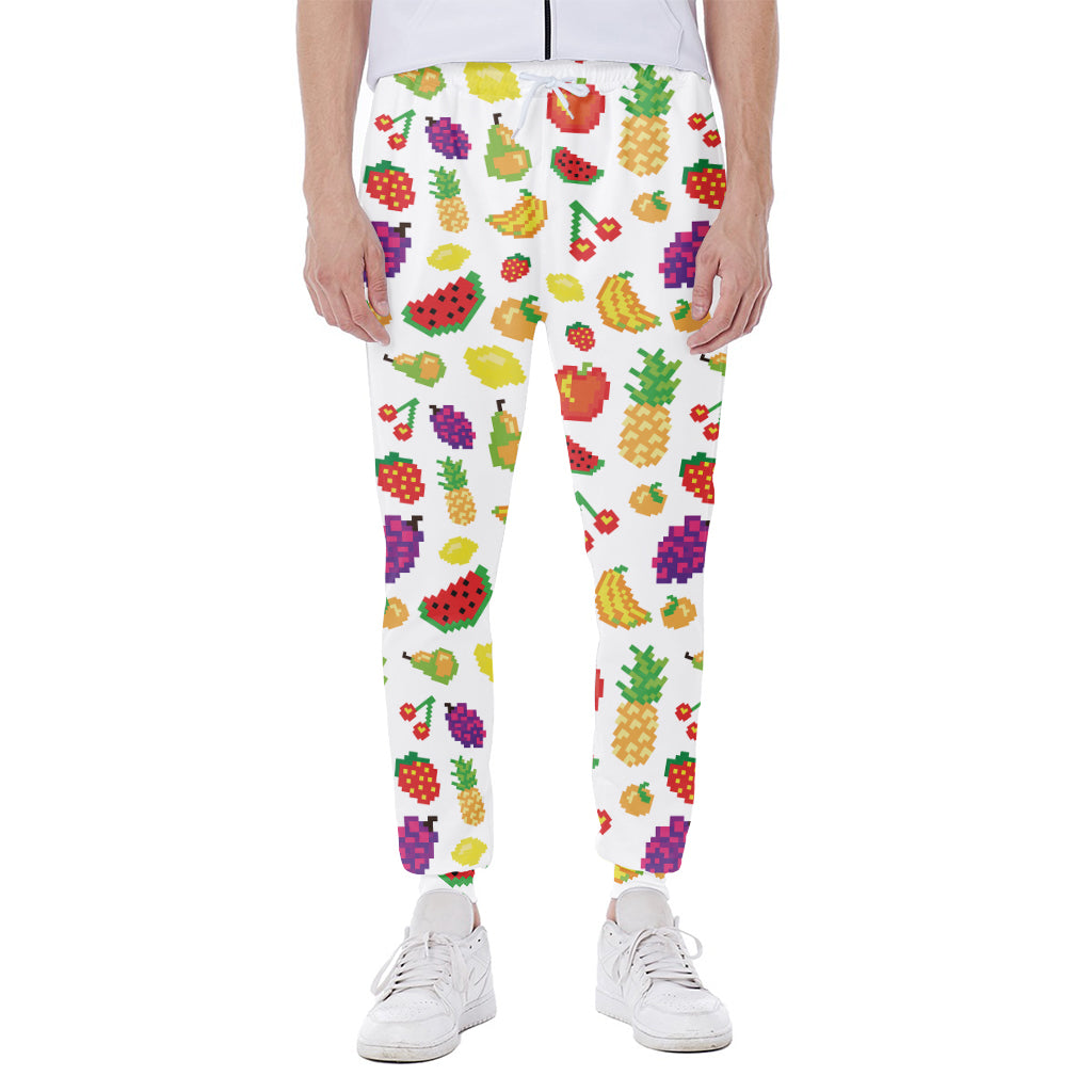 Pixel Fruits Pattern Print Scuba Joggers
