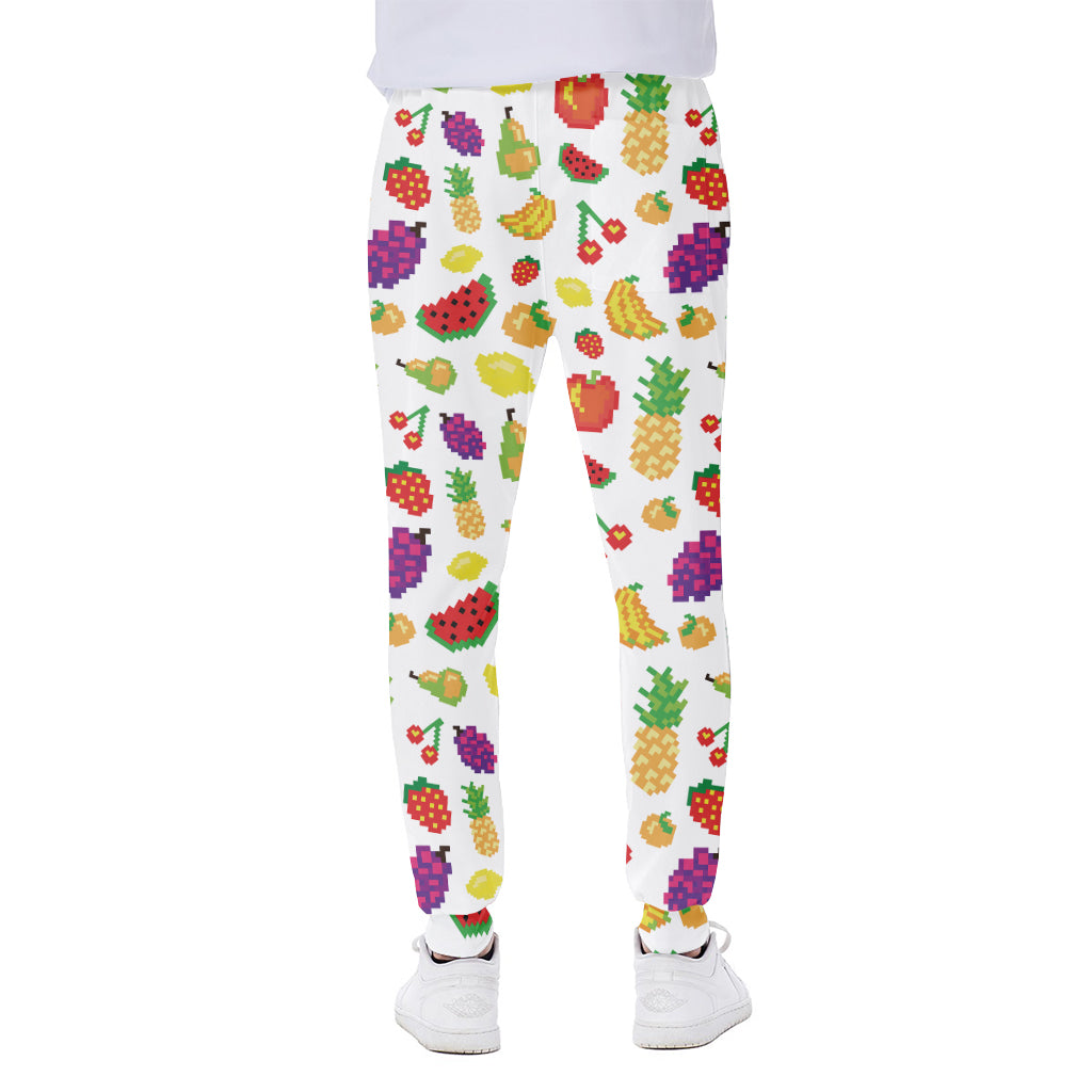 Pixel Fruits Pattern Print Scuba Joggers
