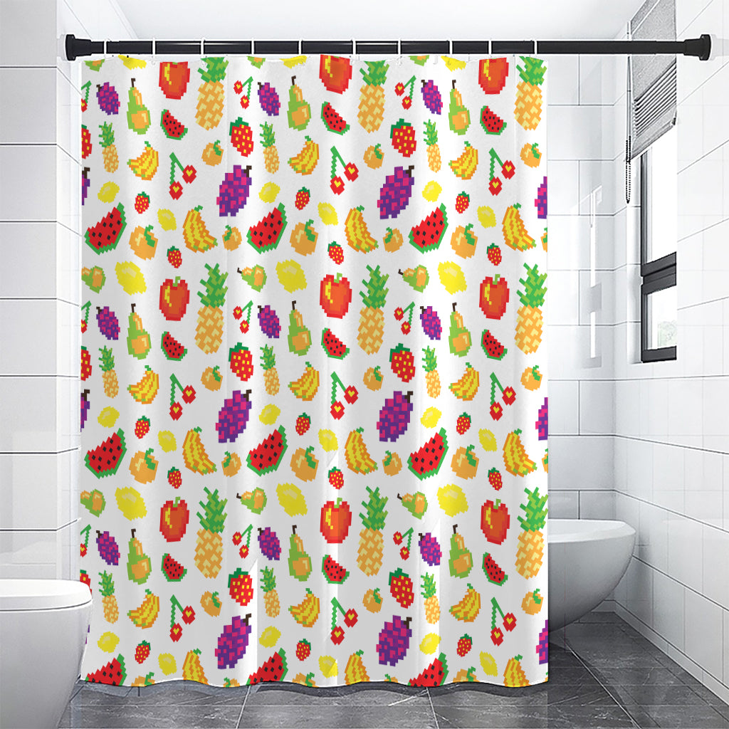 Pixel Fruits Pattern Print Shower Curtain