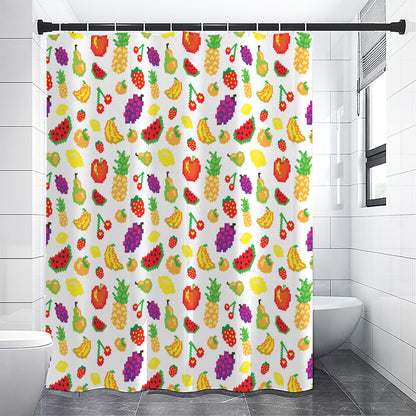Pixel Fruits Pattern Print Shower Curtain