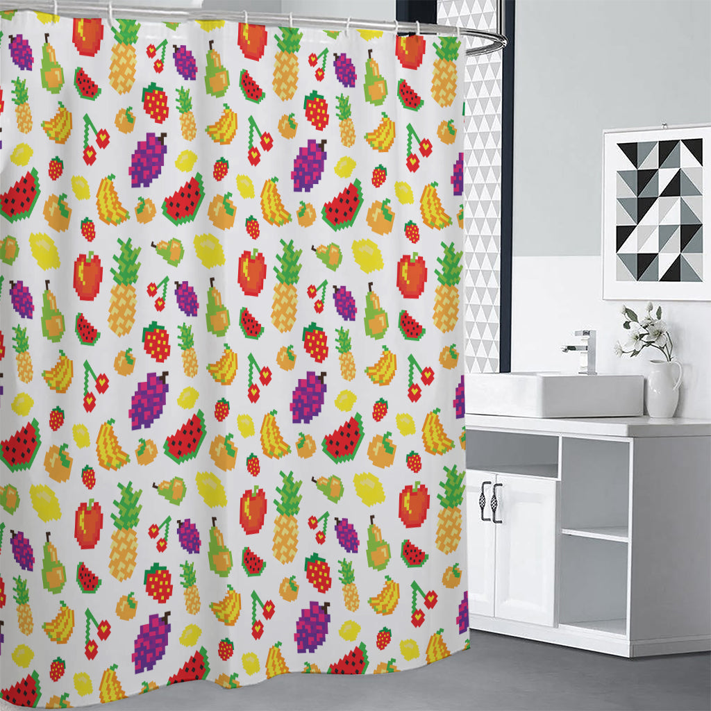 Pixel Fruits Pattern Print Shower Curtain