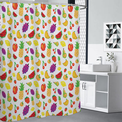 Pixel Fruits Pattern Print Shower Curtain