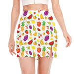 Pixel Fruits Pattern Print Side Slit Mini Skirt