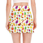 Pixel Fruits Pattern Print Side Slit Mini Skirt