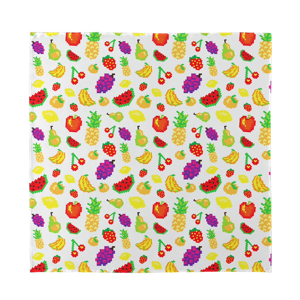Pixel Fruits Pattern Print Silk Bandana