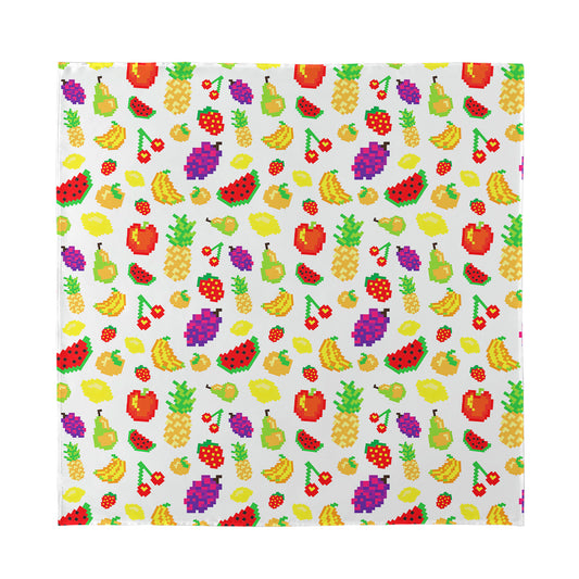 Pixel Fruits Pattern Print Silk Bandana