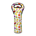 Pixel Fruits Pattern Print Single Neoprene Wine Tote
