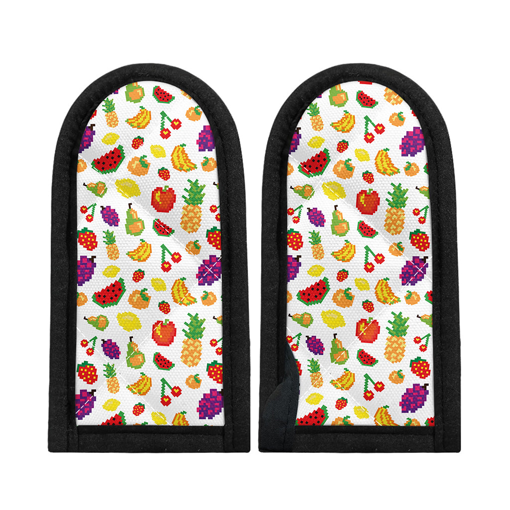 Pixel Fruits Pattern Print Skillet Handle Cover