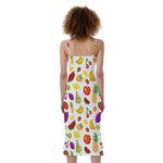 Pixel Fruits Pattern Print Slim Fit Midi Cami Dress