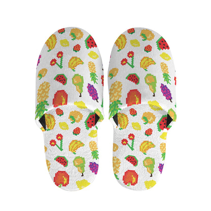 Pixel Fruits Pattern Print Slippers