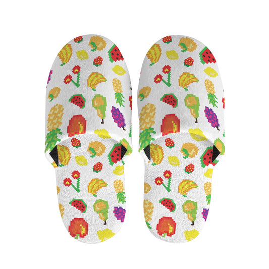 Pixel Fruits Pattern Print Slippers