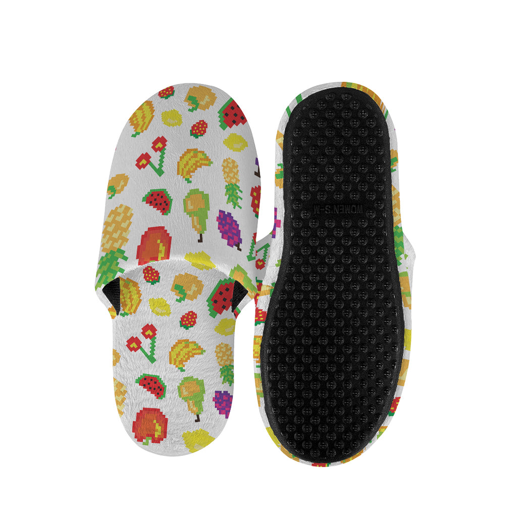 Pixel Fruits Pattern Print Slippers